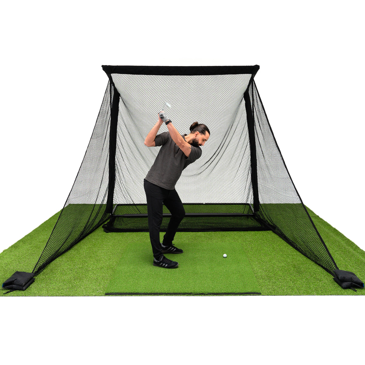 SimSpace Deluxe Practice Net LXW019 with Hitting Mat Bundle