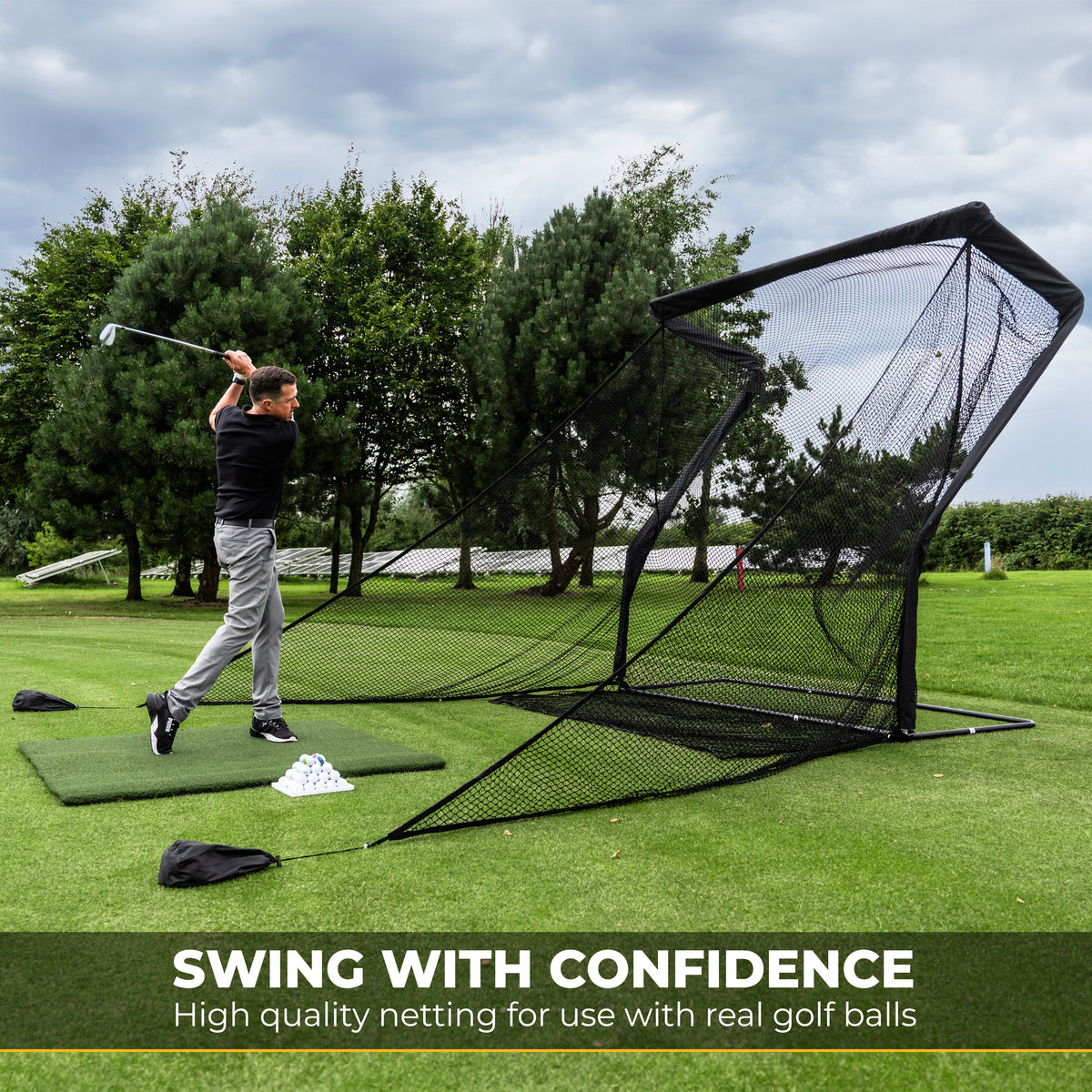 SimSpace Deluxe Practice Net LXW019 with Hitting Mat Bundle