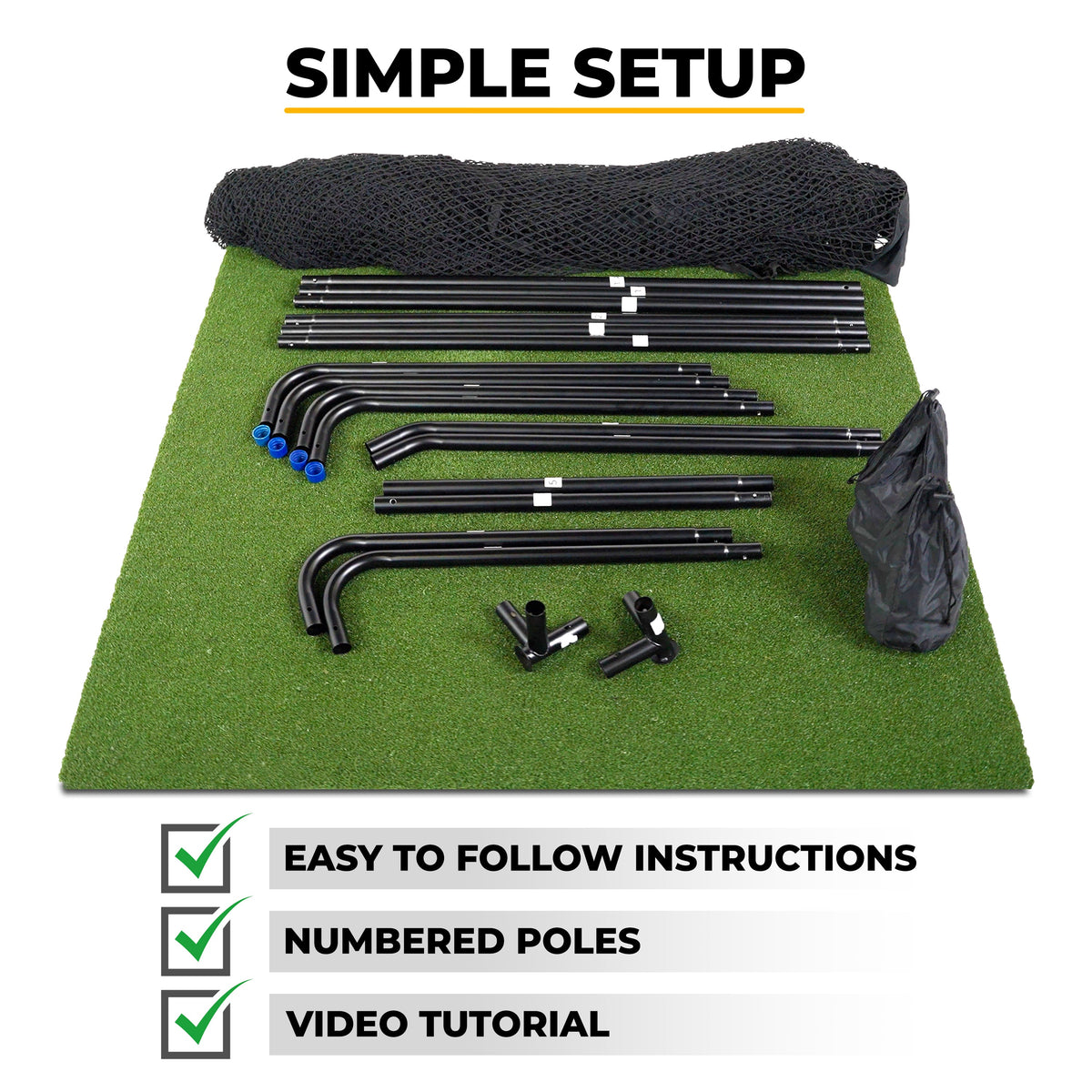 SimSpace Deluxe Practice Net LXW019 with Hitting Mat Bundle