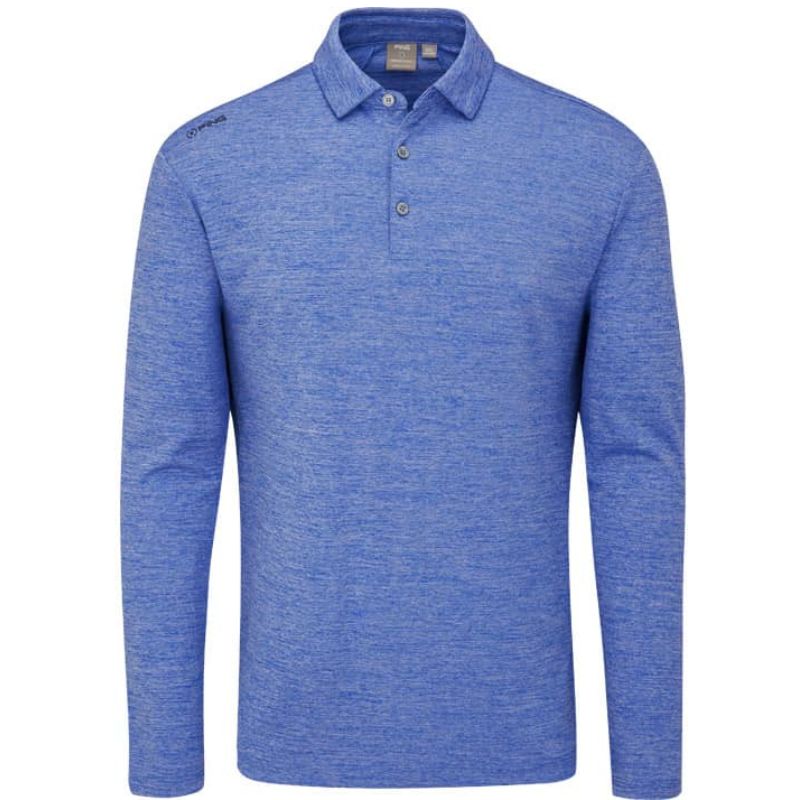 PING Emmett Polo - Long Sleeve Classic Blue Marl