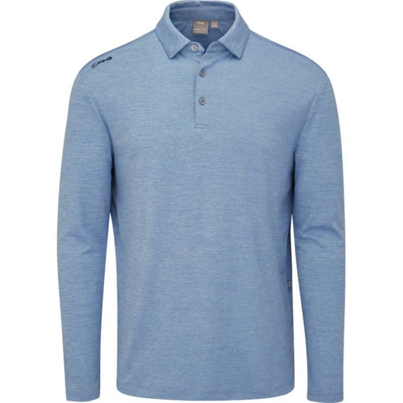 PING Emmett Polo - Long Sleeve Stone Blue Marl