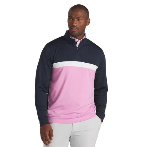 PUMA Pure Colorblock Golf 1/4 Zip Deep Navy Pink Icing