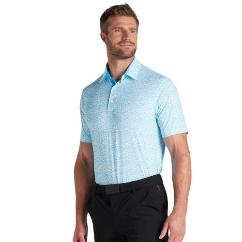 PUMA MATTR Piranha Golf Polo White Glow Aqua Blue