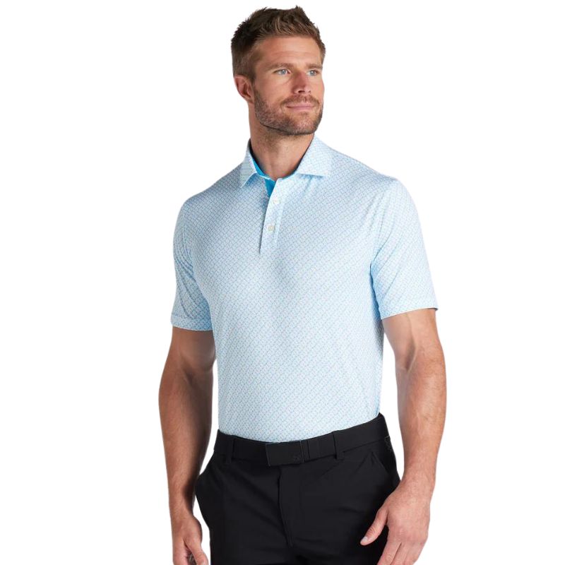 PUMA MATTR Anchors Golf Polo White Glow Aqua Blue