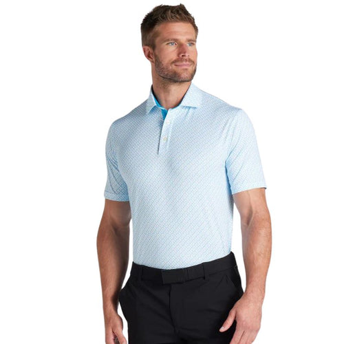 PUMA MATTR Anchors Golf Polo White Glow Aqua Blue
