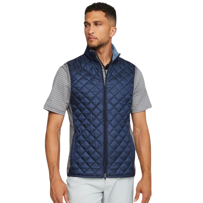 PUMA Frost Quilted Golf Vest Navy Blazer Slate Sky