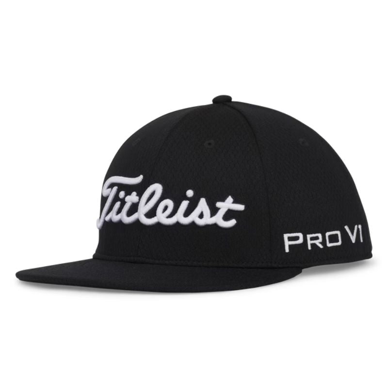 Titleist Tour Elite Flat Bill Hat Black White OSFA