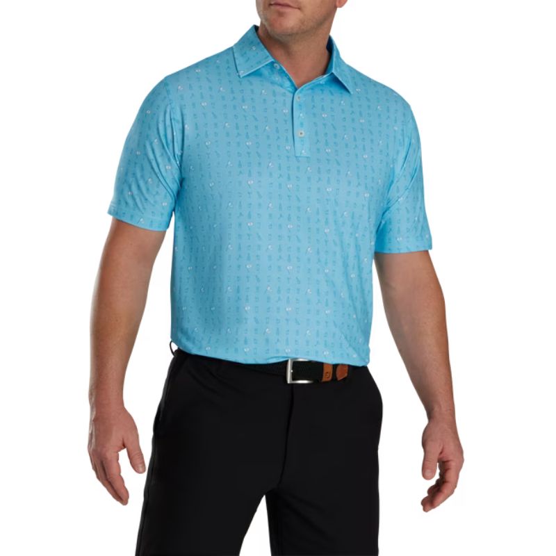 FootJoy The 19th Hole Lisle Self Collar Polo Blue Sky