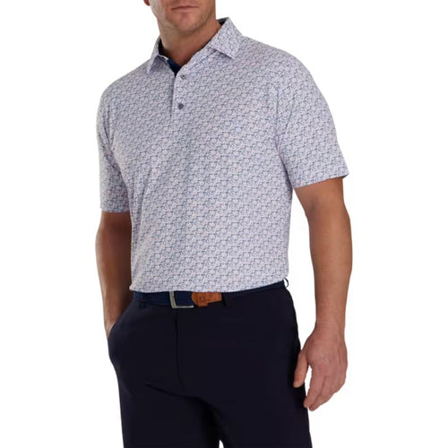 FootJoy Golf Course Doodle Stretch Pique Self Collar Polo White