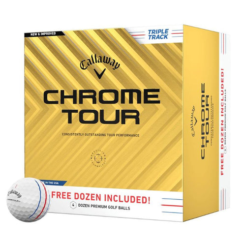 Callaway Chrome Tour Triple Track Golf Balls - Buy 3dz Get 4th Free (In stock & ready to ship) White