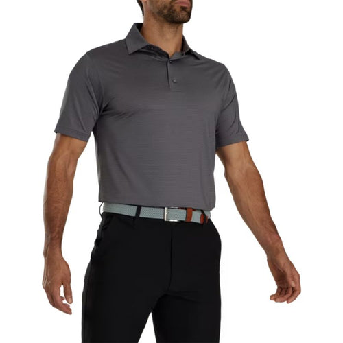 FootJoy Tonal Triangle Print Lisle Self Collar Polo Gravel