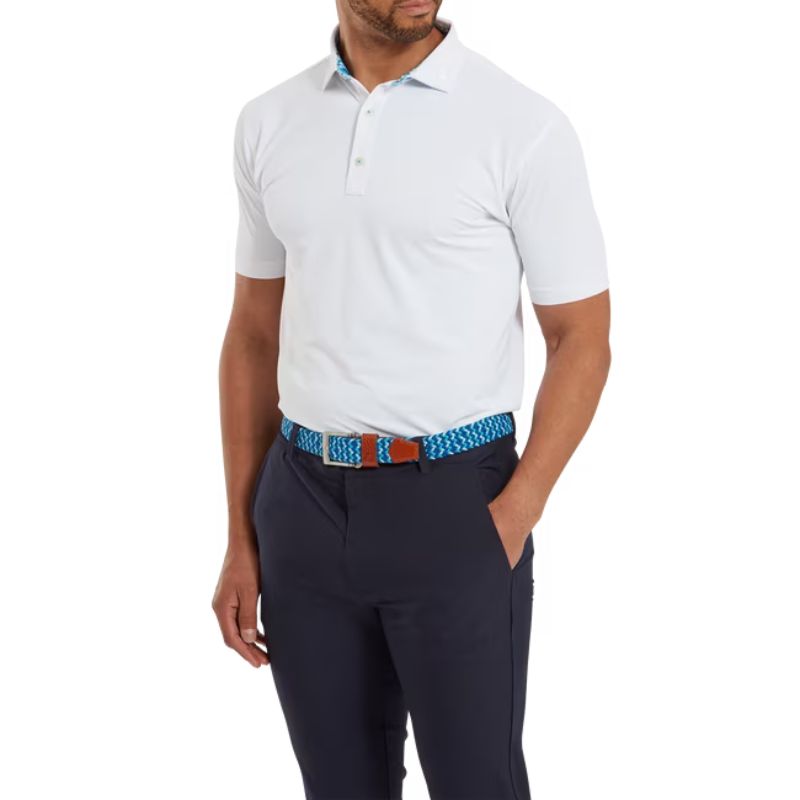FootJoy Primrose Trim Solid Lisle Tour Collar Polo - Previous Season Style White