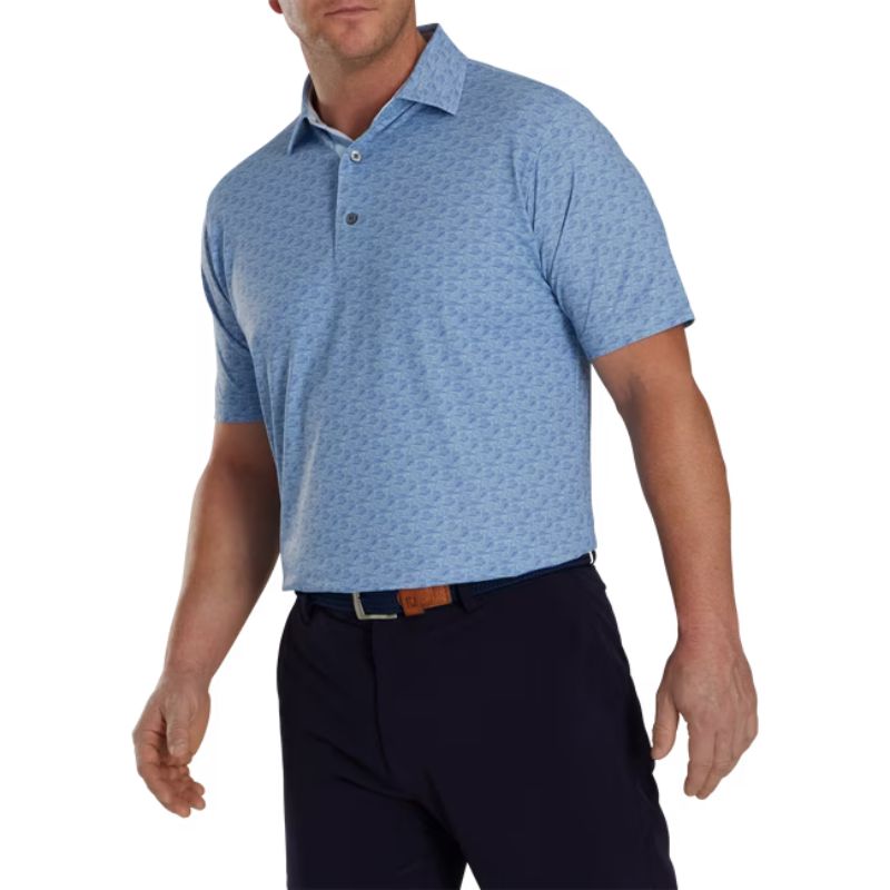 FootJoy Golf Course Doodle Stretch Pique Self Collar Polo Storm