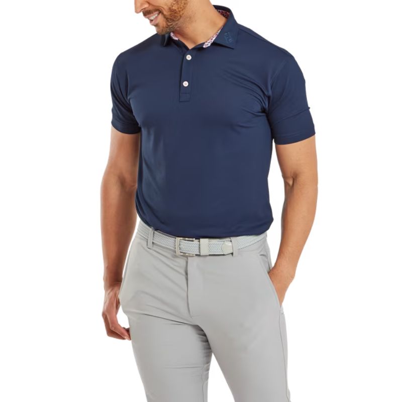 FootJoy Primrose Trim Solid Lisle Tour Collar Polo - Previous Season Style Navy