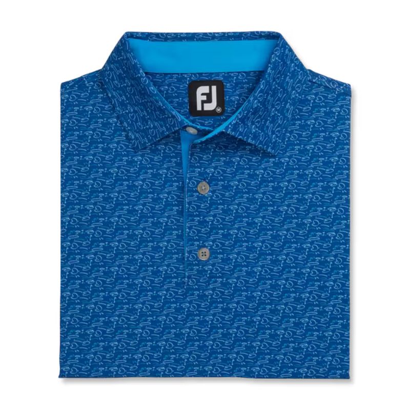 FootJoy Golf Course Doodle Stretch Pique Self Collar Polo