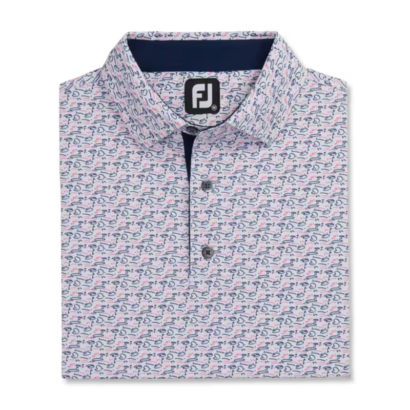 FootJoy Golf Course Doodle Stretch Pique Self Collar Polo