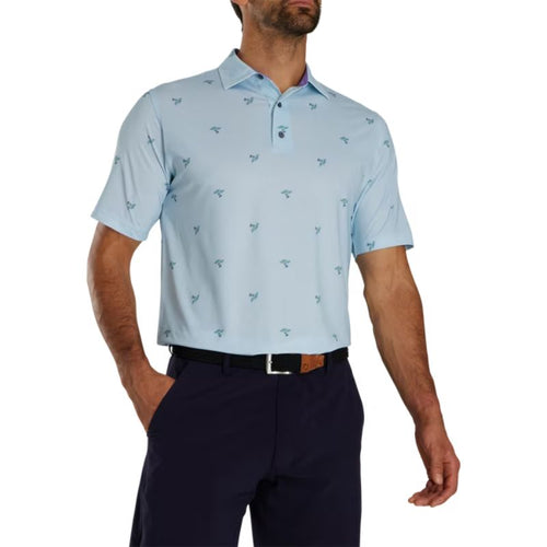 FootJoy Thistle Print Lisle Self Collar Polo Mist