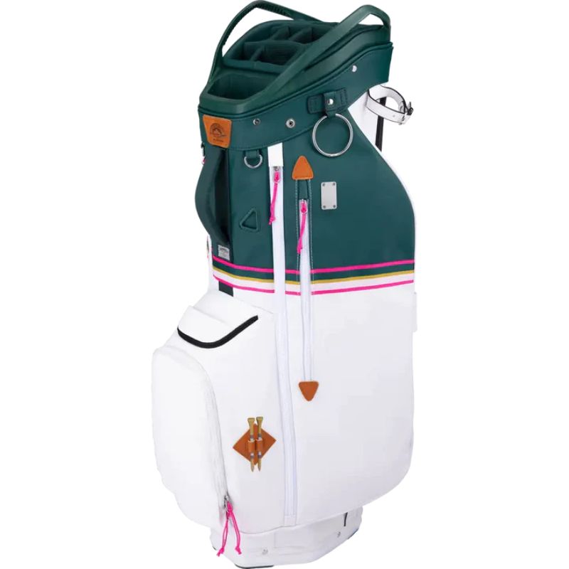 Sun Mountain 2023 Mid-Stripe 14-Way Cart Bag White Jade Azalea