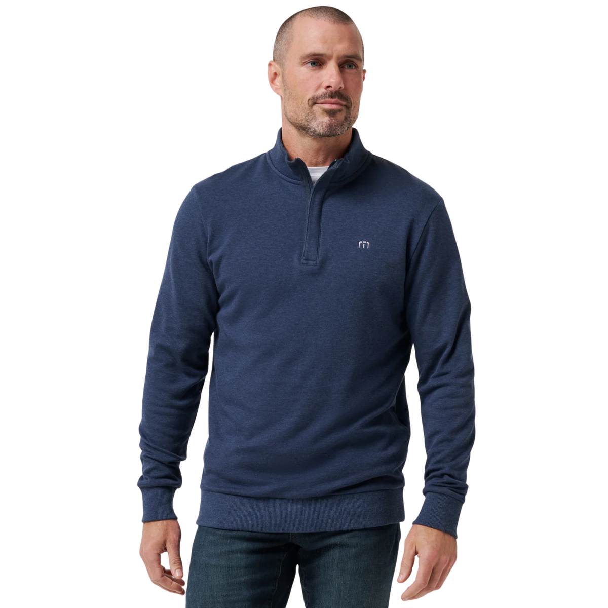 TravisMathew Cloud 2.0 1/4 Zip Sweater Heather Blue