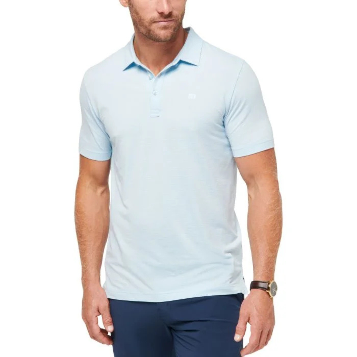 TravisMathew The Heater Golf Polo Heather Dream Blue