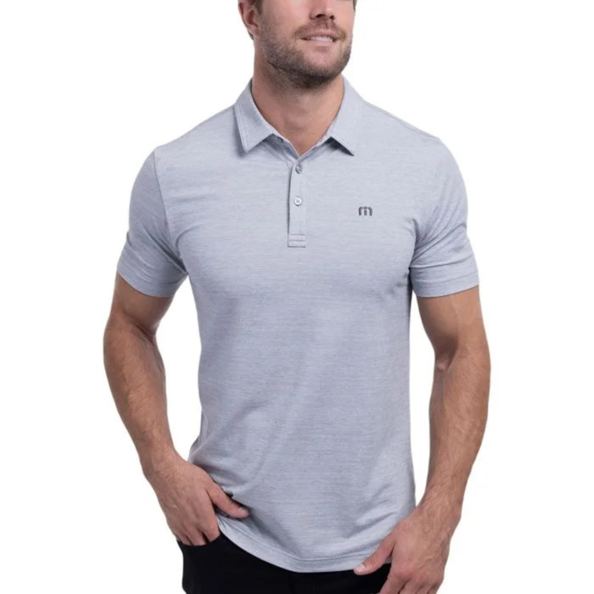 TravisMathew The Heater Golf Polo Heather Microchip