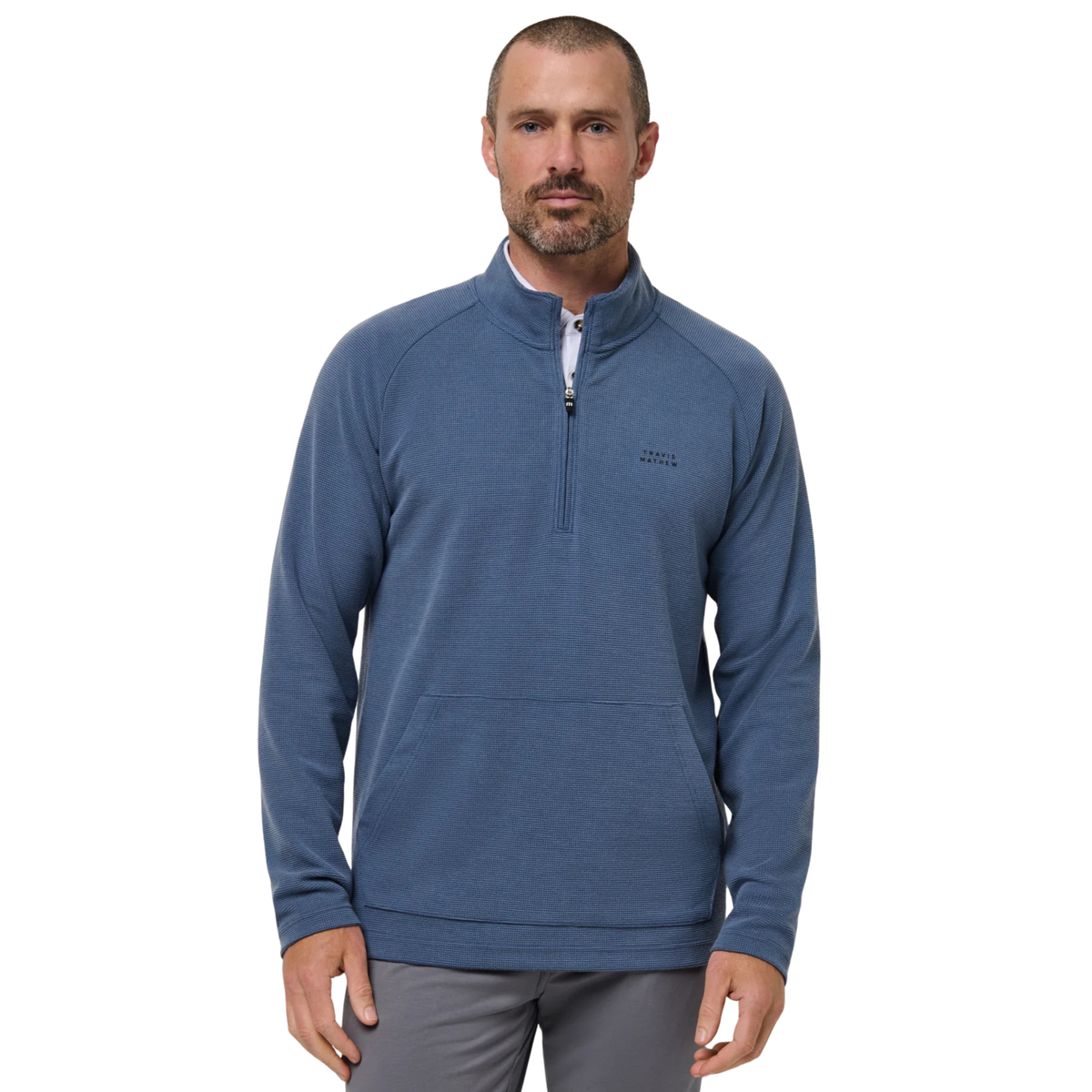 TravisMathew Performance Waffle 1/4 Zip Sweater Bering Sea