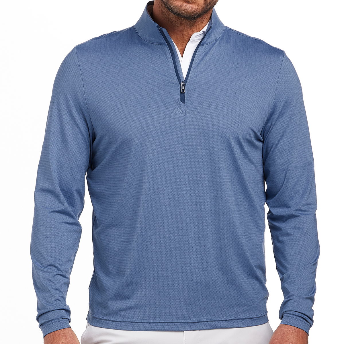 Holderness & Bourne The Bell 1/4 Zip Sweater Heathered Aberdeen Blue