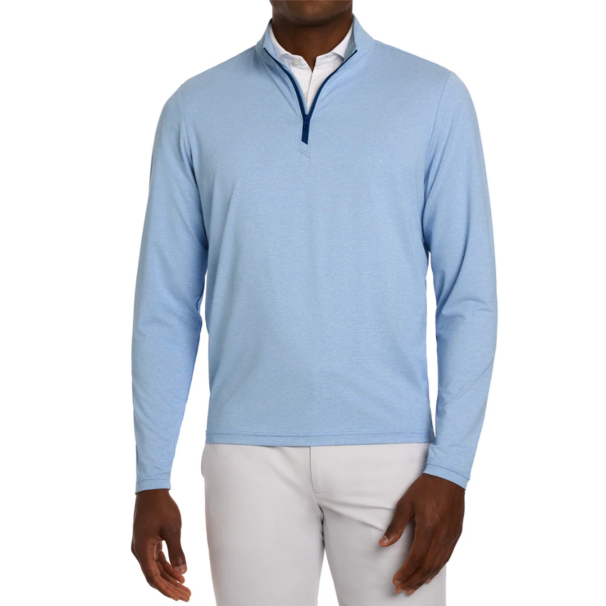 Holderness & Bourne The Bell 1/4 Zip Sweater Heathered Vista Blue