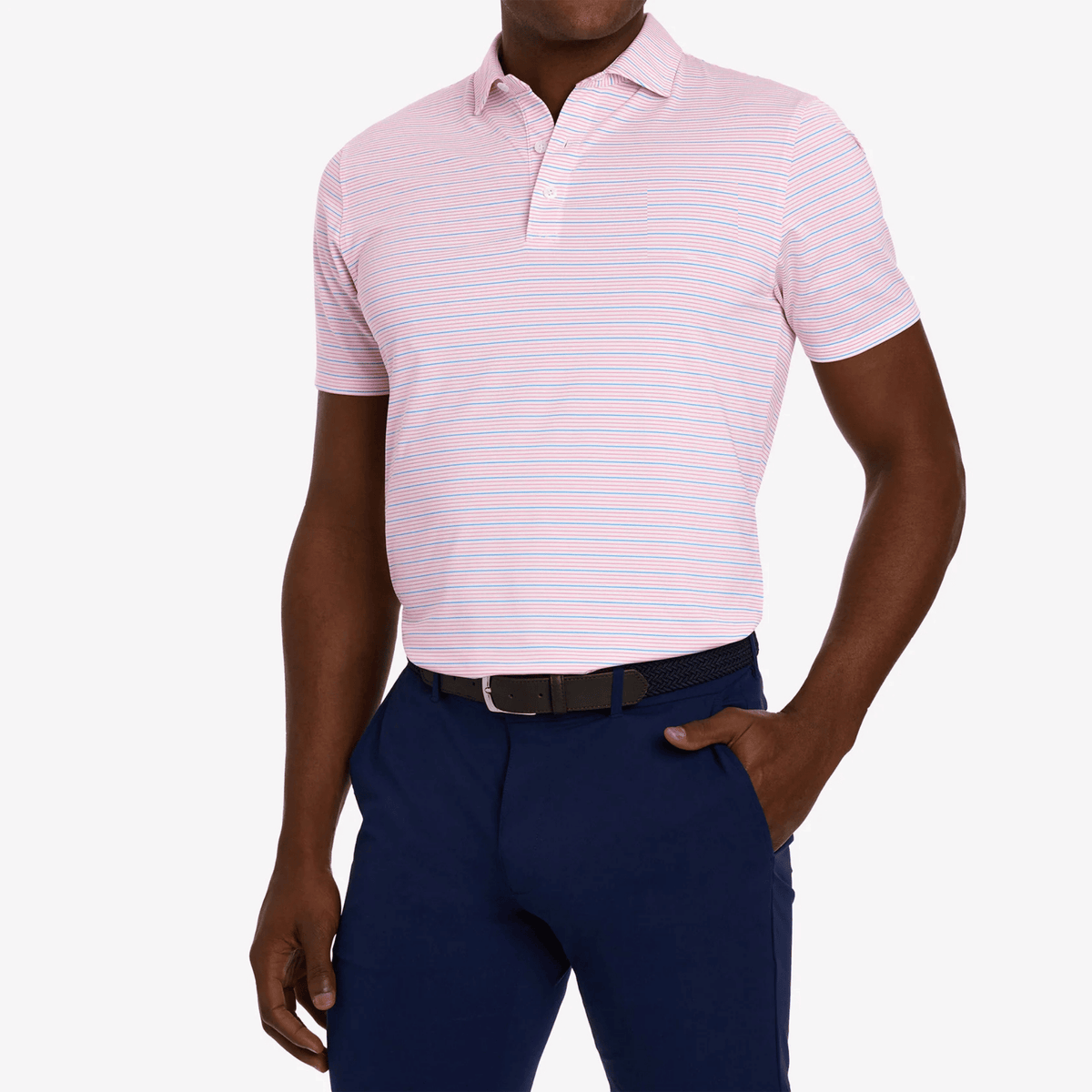 Holderness & Bourne The Stanley Polo White Belmont Horizon Blue