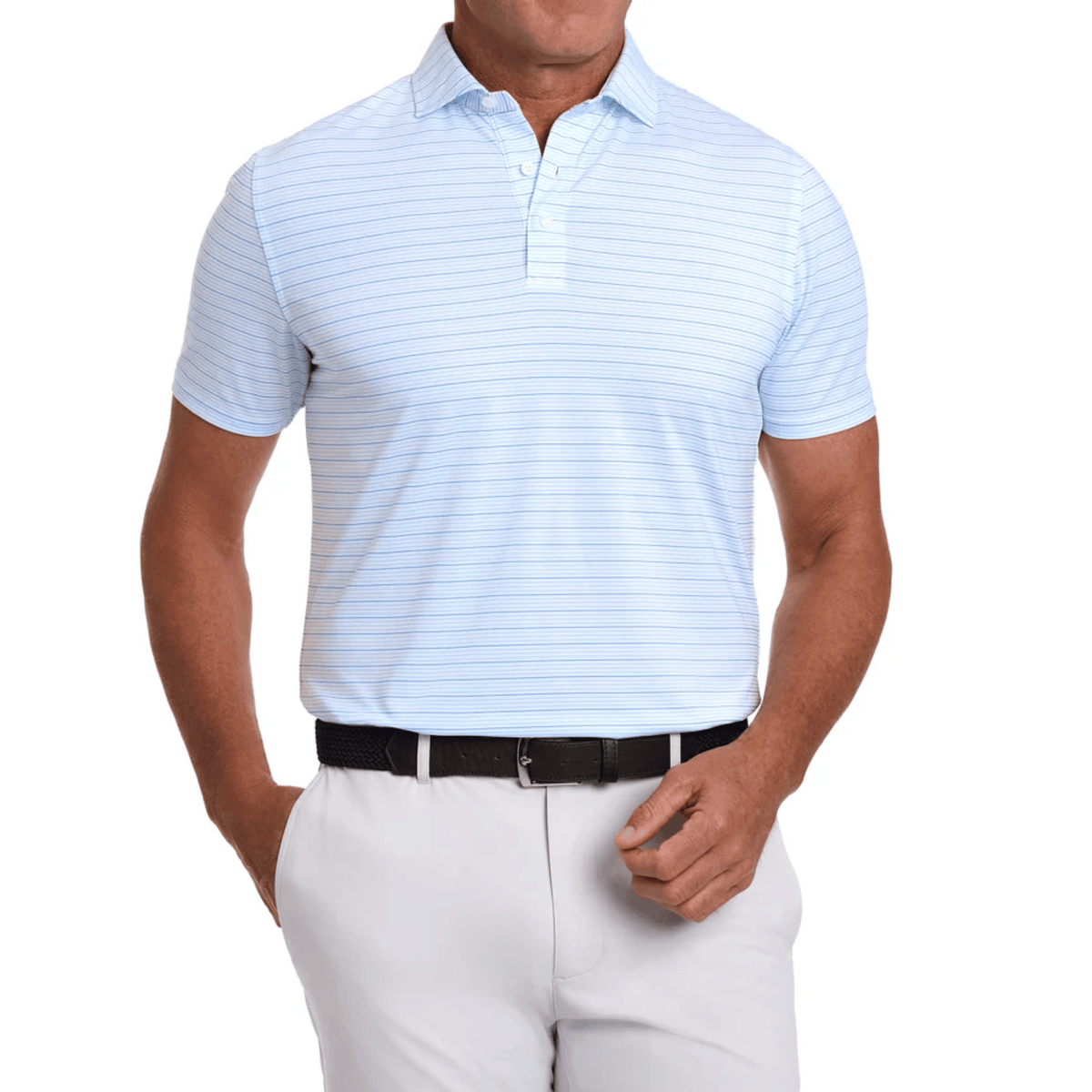 Holderness & Bourne The Stanley Polo White Vista Blue Horizon Blue