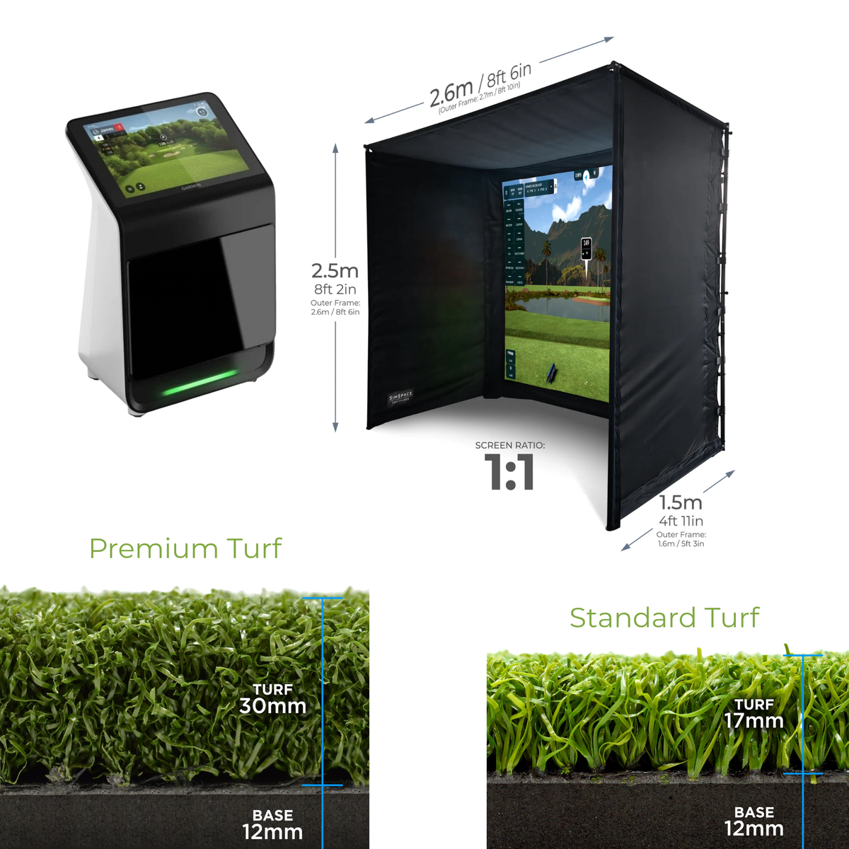 Garmin Approach® R50 Premium Golf Launch Monitor and Simulator + SIMSPACE Simulator Bay Bundle Sim 001