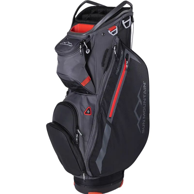 Sun Mountain 2024 Maverick Cart Bag Black Steel Rush Red
