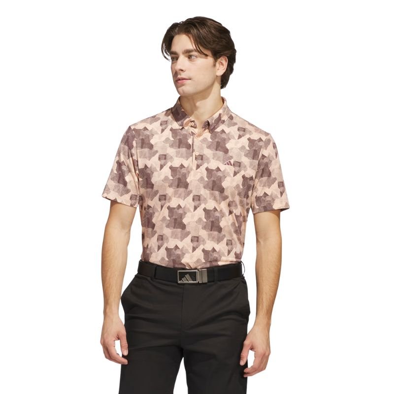 adidas Go-To Print Polo Powder Coral Aurora Ruby