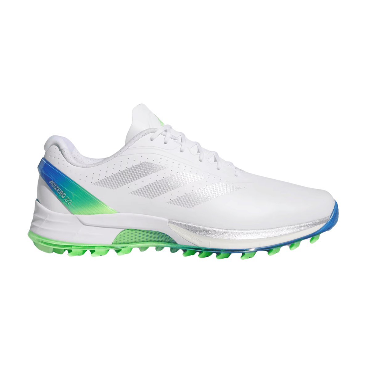 adidas Men's Adizero ZG Spikeless Golf Shoes Cloud White Silver Metallic Lime Burst Medium