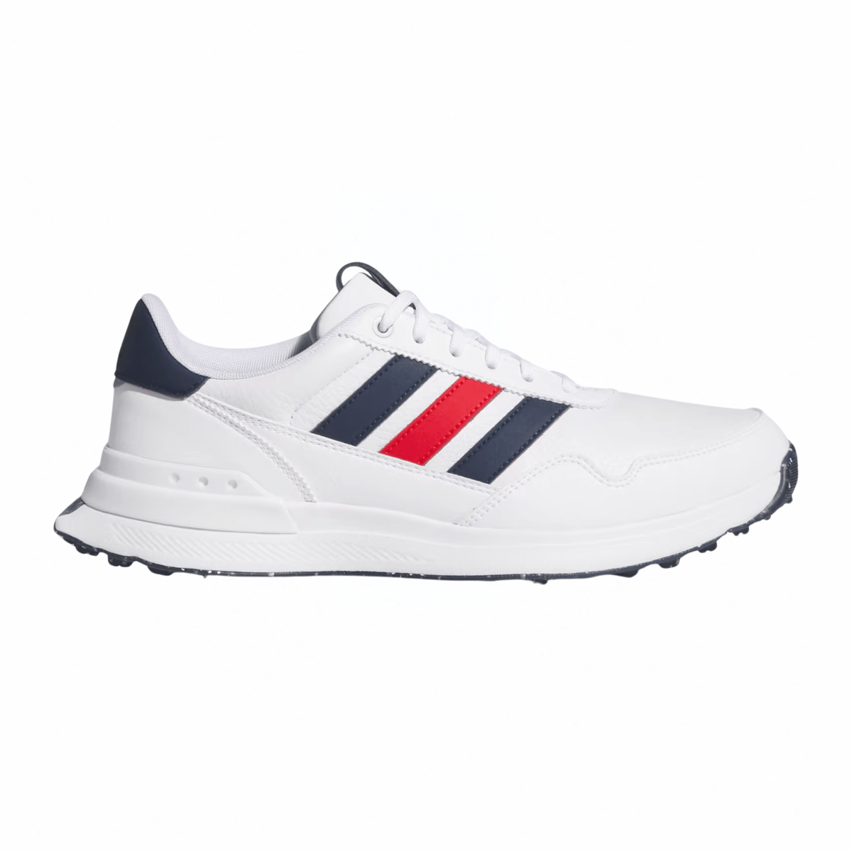 adidas Men's S2G 26 Leather Spikeless Golf Shoes Cloud White Collegiate Navy Better Scarlet Medium