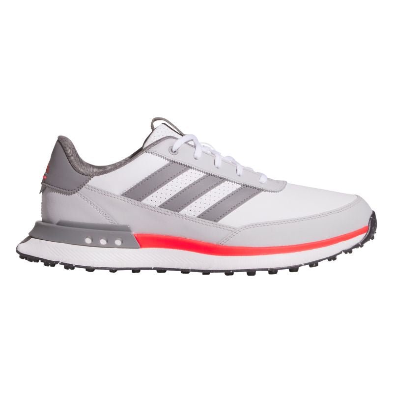 adidas S2G 24 Leather Spikeless Golf Shoes Cloud White Grey Three Lucid Red Medium
