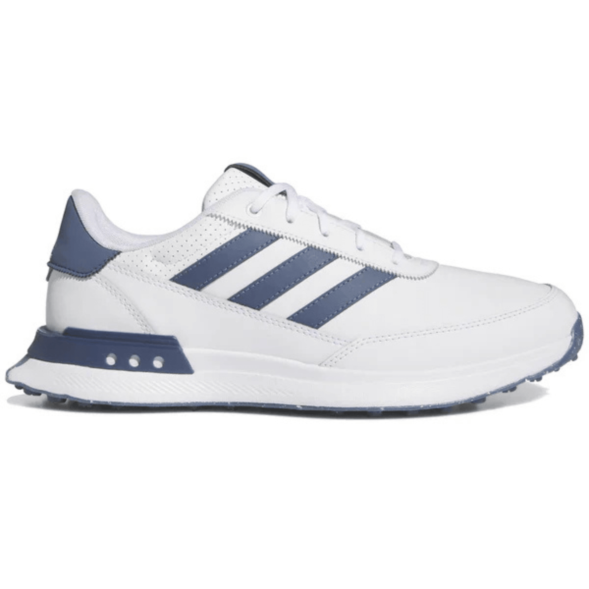 adidas S2G Leather Spikeless Golf Shoes Cloud White Collegiate Navy Silver Metallic Medium