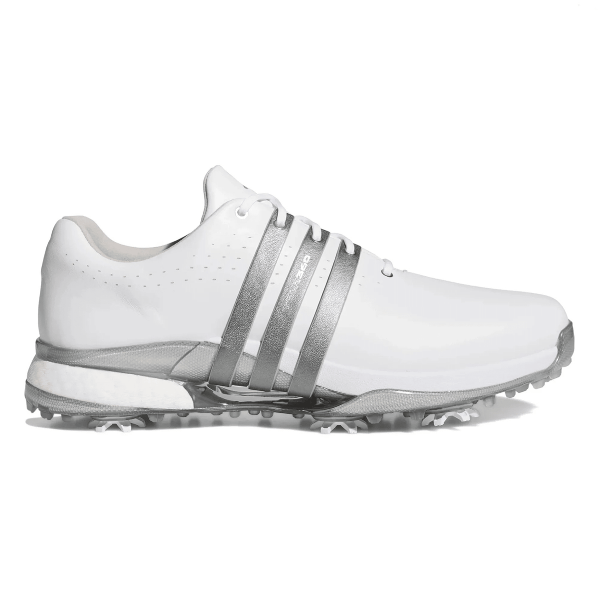 adidas Tour360 24 Golf Shoes White Iron Metallic Silver Medium