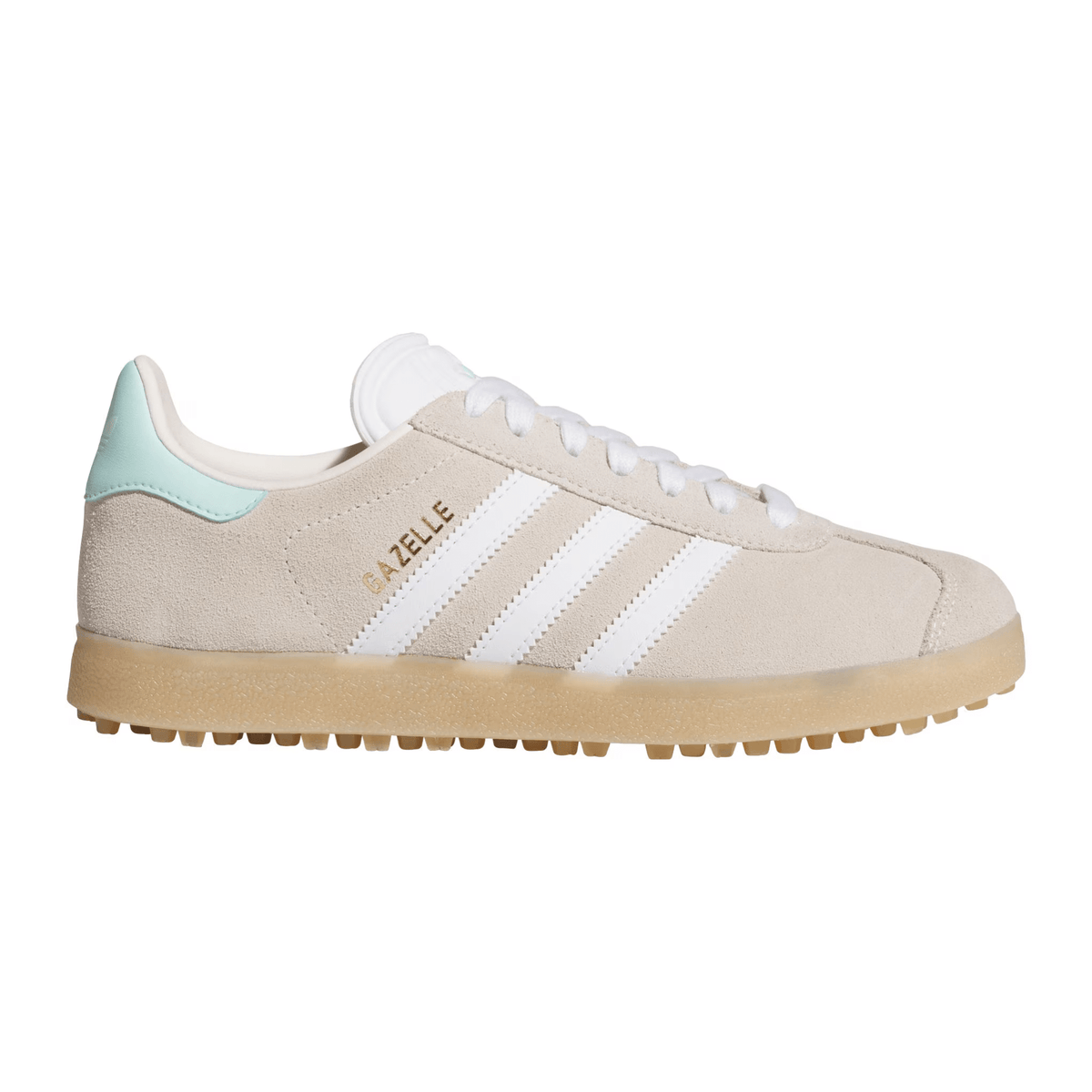 adidas Women's Gazelle Spikeless Golf Shoes Chalk White Cloud White Clear Mint Medium