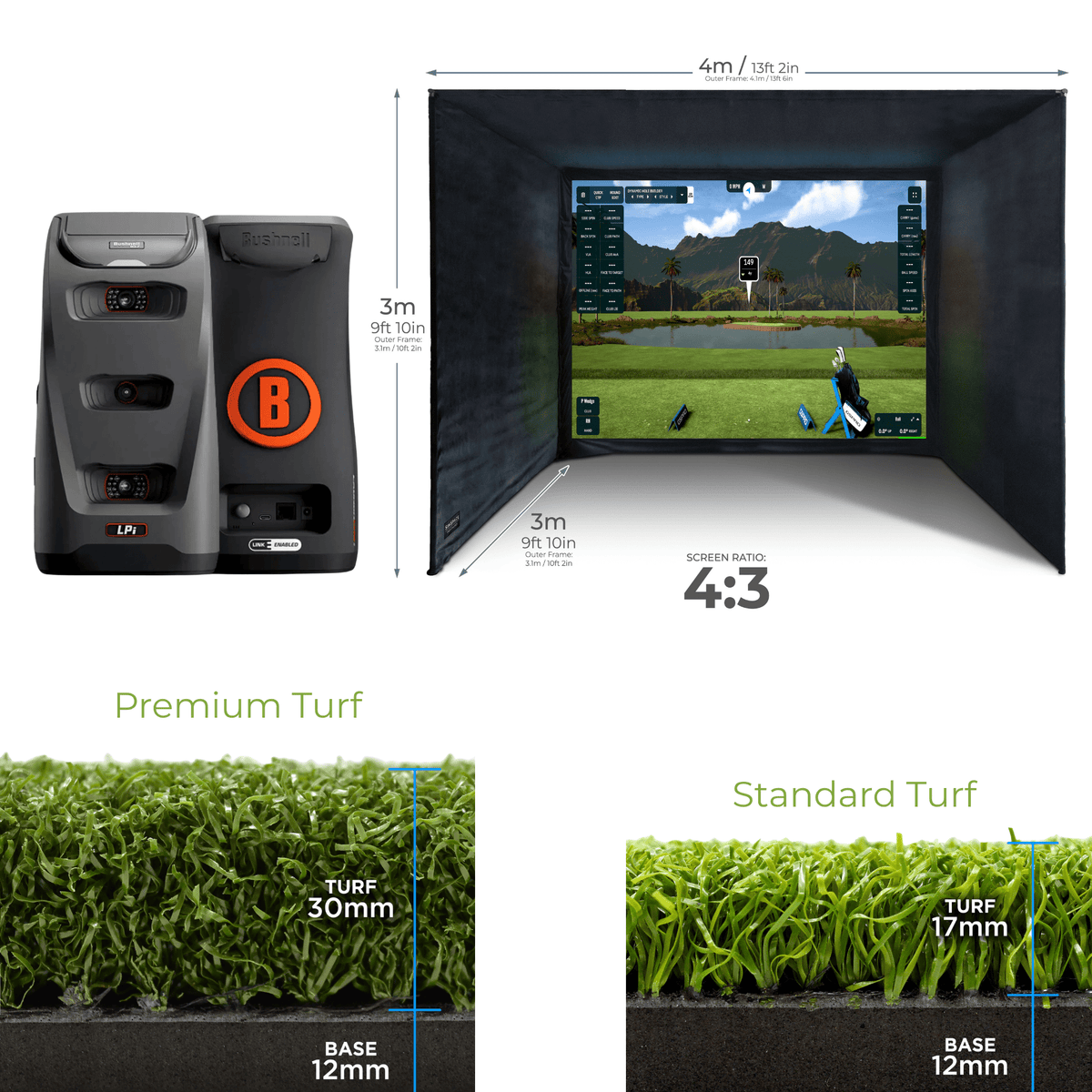 Bushnell Launch Pro Indoor Monitor +SIMSPACE PROFESSIONAL GOLF ENCLOSURE +SIMSPACE PREMIUM ENCLOSURE HITTING MAT