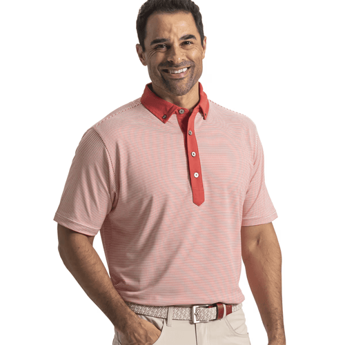 FootJoy Feeder Stripe Pique Polo Nantucket Red White