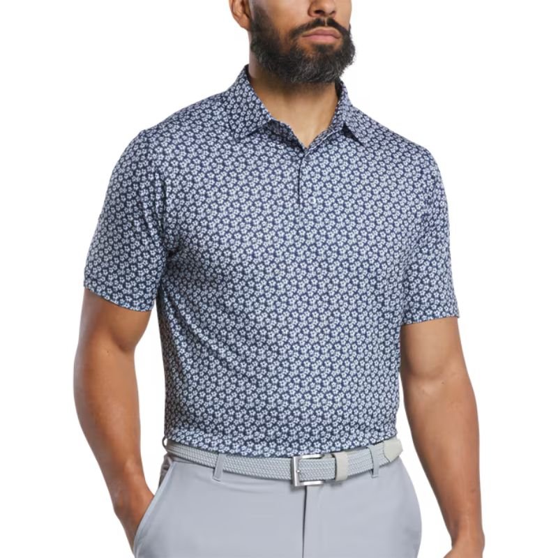FootJoy Floral Sketch Lisle Polo - Previous Season Style White Navy