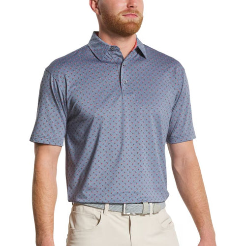FootJoy Flower Bud Lisle Polo - Previous Season Style Flint Black Hibiscus White