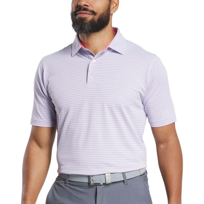 FootJoy Hickory Stripe Pique Polo - Previous Season Style Skyway Pink Lemonade