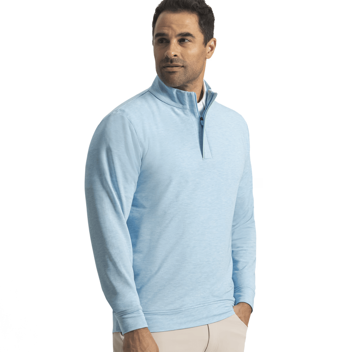 FootJoy Hidden Placket Mid-Layer 1/4 Zip Heather Blue Reef Sea Glass