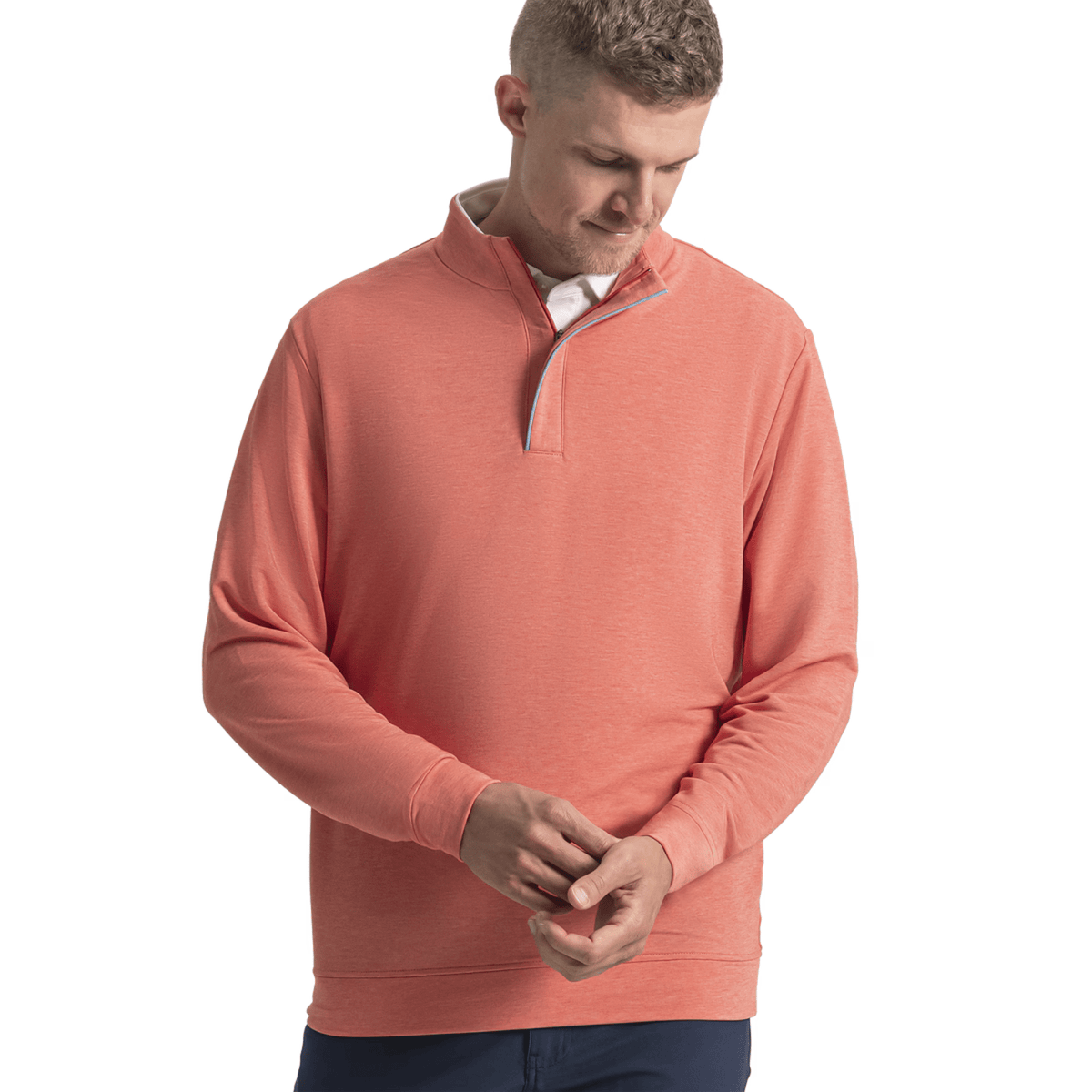FootJoy Hidden Placket Mid-Layer 1/4 Zip Nantucket Red Chambray