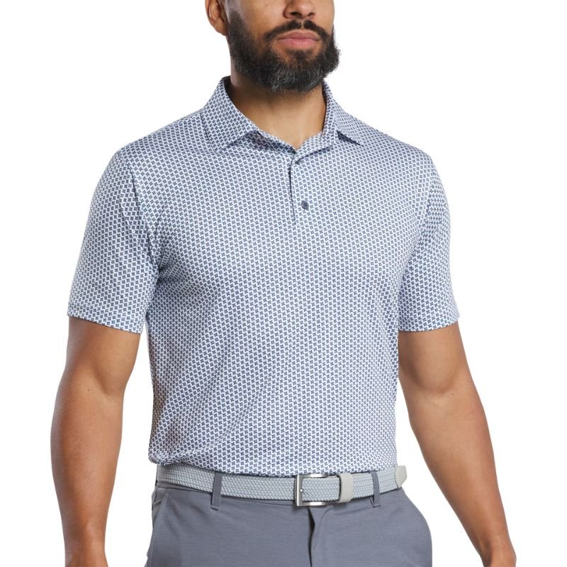 FootJoy Houndstooth Geo Lisle Polo - Previous Season Style White