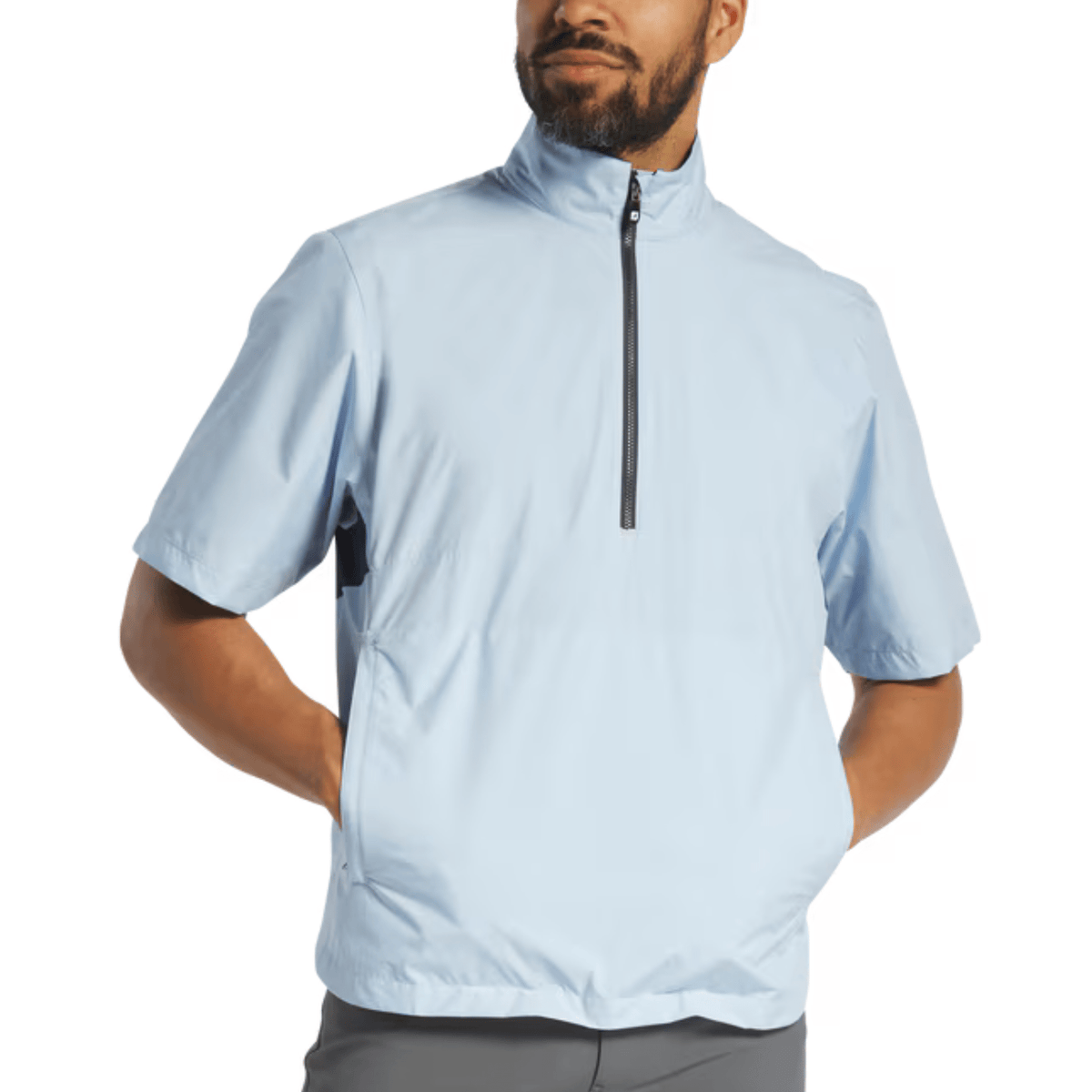 FootJoy HydroLite X Short Sleeve Rain Shirt Light Blue Navy