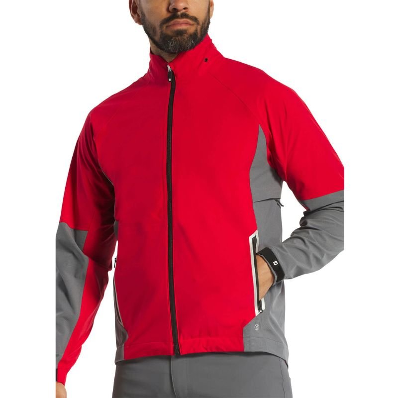 FootJoy HyrdoTour Rain Jacket - Previous Season Style Dark Red Charcoal