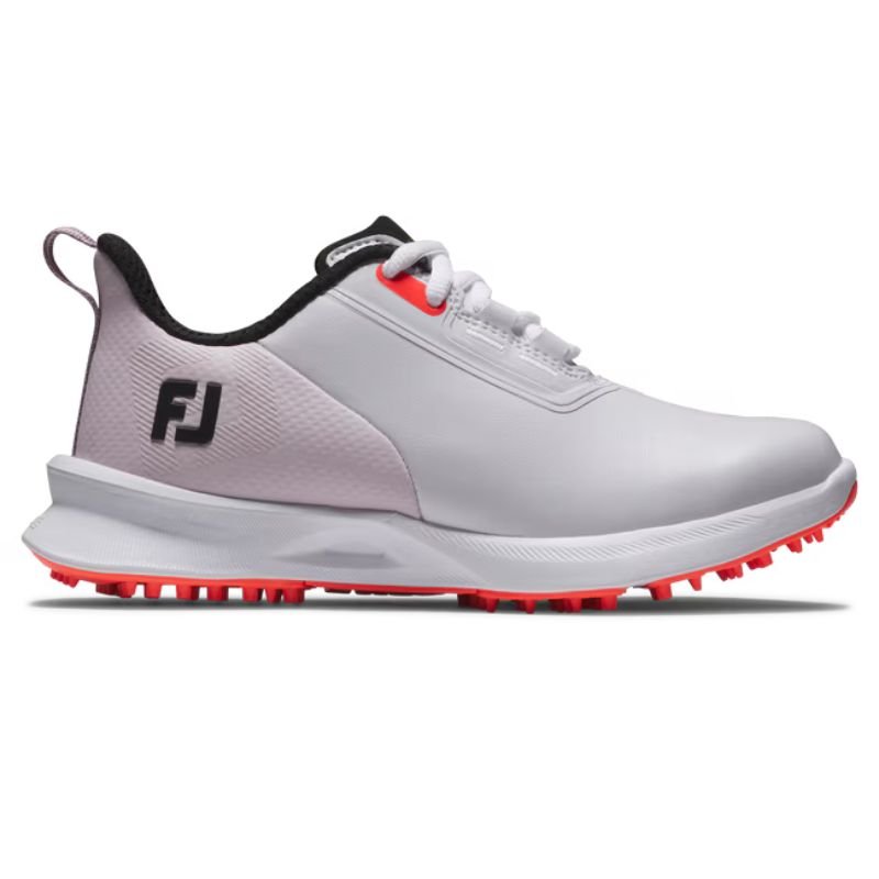 FootJoy Junior Girl's Fuel Spikeless Golf Shoe White Pink Coral Medium